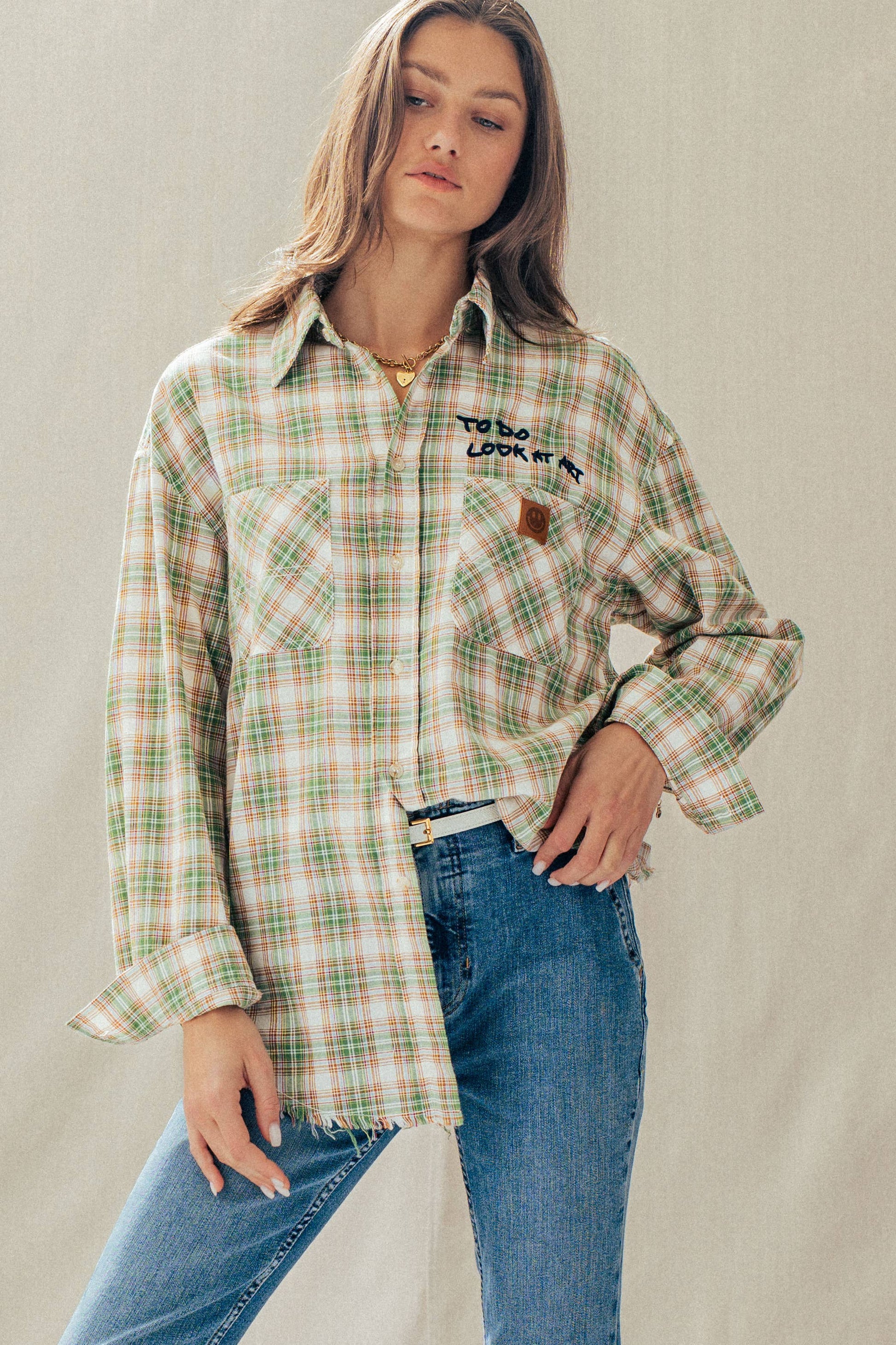 "TO DO LOOK AT ART" Embroidered Boho Top