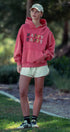 Urban Daizy "HAPPY HAPPY" Vintage Washed Hoodie Red Hoodie - Women's (UDZ-KN-00891) – alternate view 15