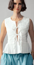 Urban Daizy Pleated Bow Front White Top Ivory Blouse - Women's (UDZ-DR-00389)