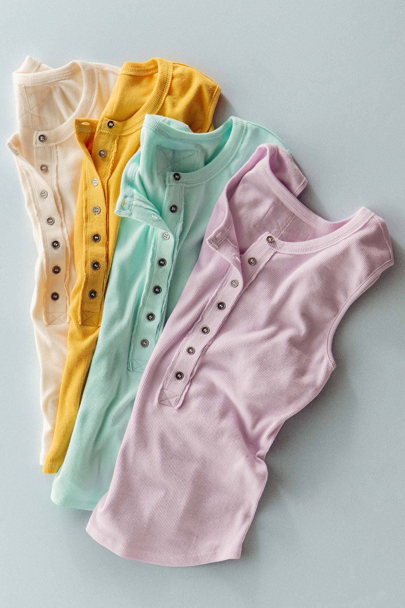 Urban Daizy Raw Edge Ribbed Henley Tank Black Tank Top - Women's (UDZ-TP-01039) – alternate view 2