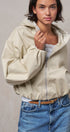 Oversized Hooded Zip-Front Cotton Jacket in KHAKI - Women's Jackets & Blazers | Urban Daizy
