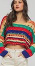 Urban Daizy Colorblock Crochet Knit Cropped Tie Back Sweater Muliti Knit Sweater - Women's (UDZ-KN-00357) – alternate view 12