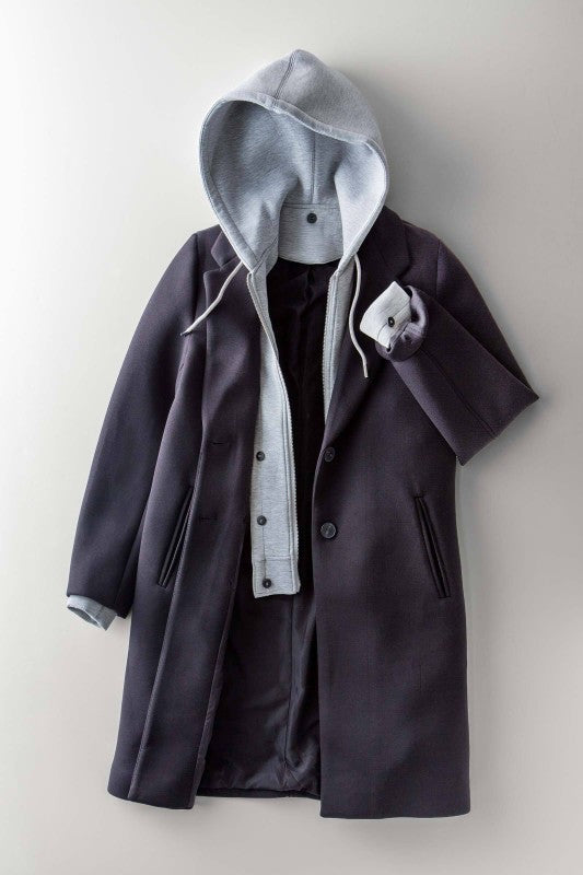 Scuba Topcoat with Detachable Hoodie in BLACK - Women's Coats | Urban Daizy