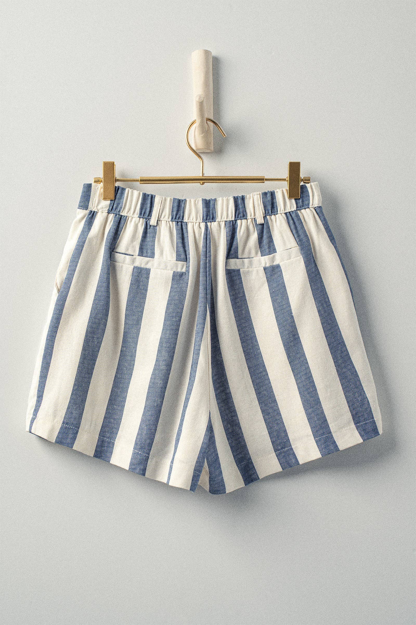 High-Waisted Striped Linen Blend Shorts