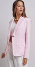 Pinstripe Single-Button Notch Lapel Blazer in LT PINK - Women's Fashion | Urban Daizy
