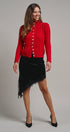 Cable Knit Mock Neck Button-Front Cardigan in RED - Women's Sweaters | Urban Daizy