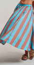 Urban Daizy Retro Chevron Stripe Elastic Waist Maxi Skirt Blue-Brown Skirt - Women's (UDSK0106-Blue-Brown) – alternate view 3