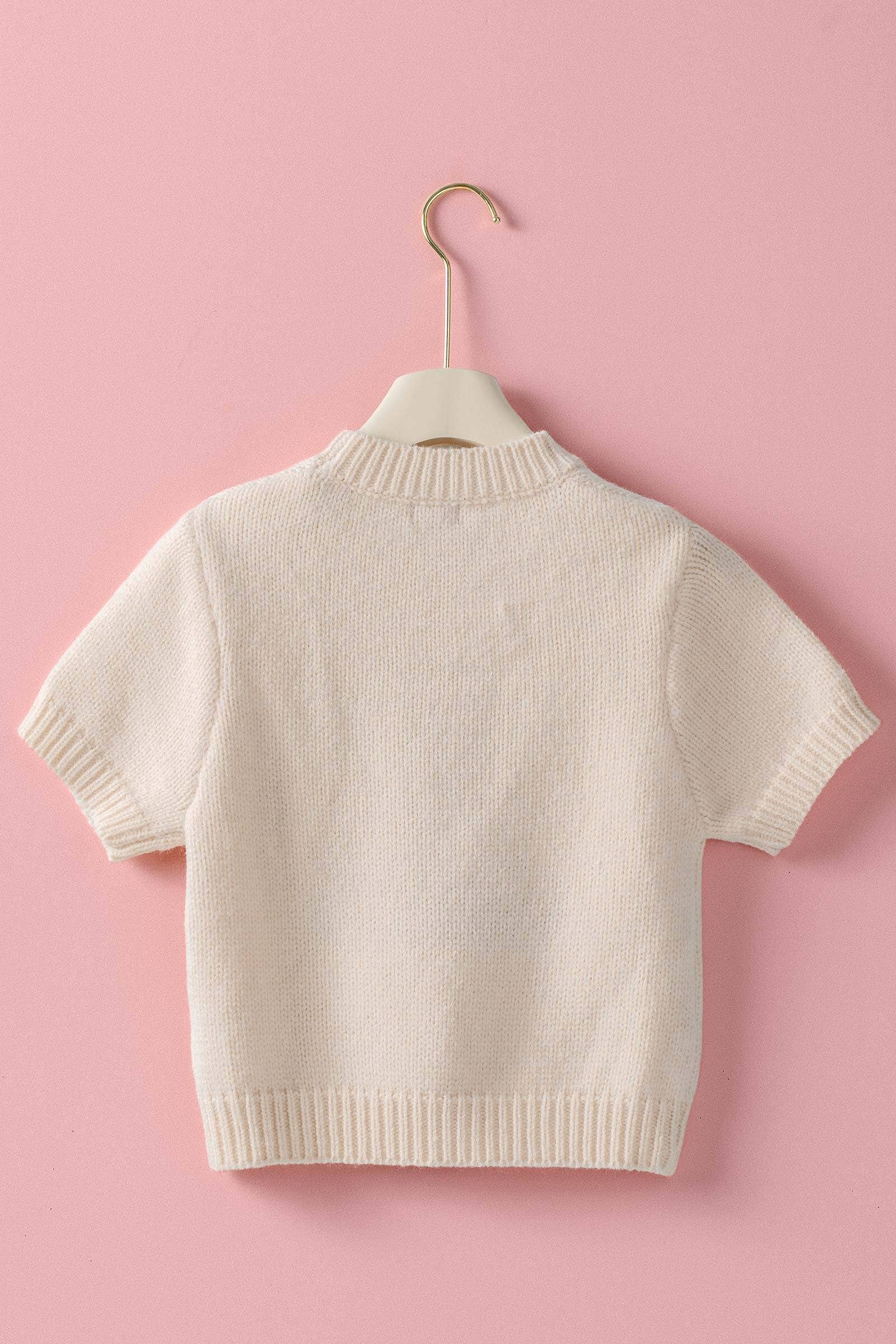 Urban Daizy Coquette Teddy Bear Ribbon Bow Knit Top Navy Knit Top - Women's (TNSW1128) – alternate view 3