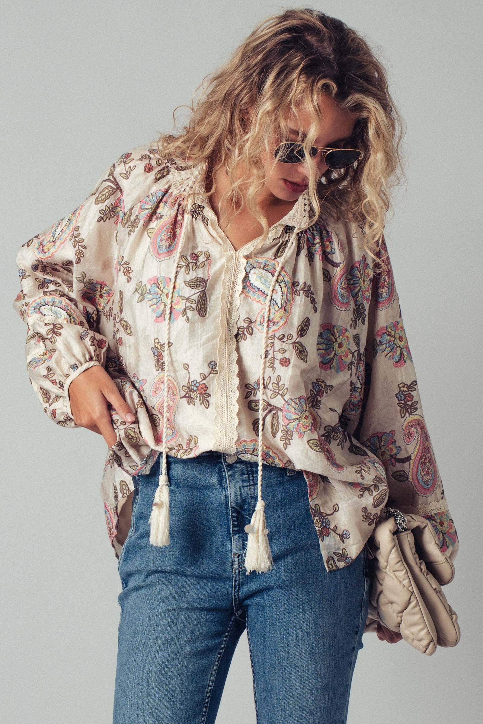 Urban Daizy Embroidered Boho Paisley Blouse Top Multi Blouse - Women's (UDZ-KN-00652) – alternate view 3