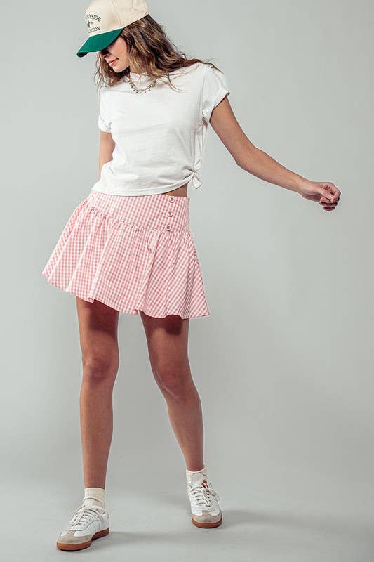 Urban Daizy Gingham Side-Button Mini Skirt Blue Skirt - Women's (UDZ-SK-00153) – alternate view 19