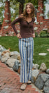 Ribbed Henley Top with Crochet Trim Neckline in BROWN - Women's T-Shirts & Polos | Urban Daizy