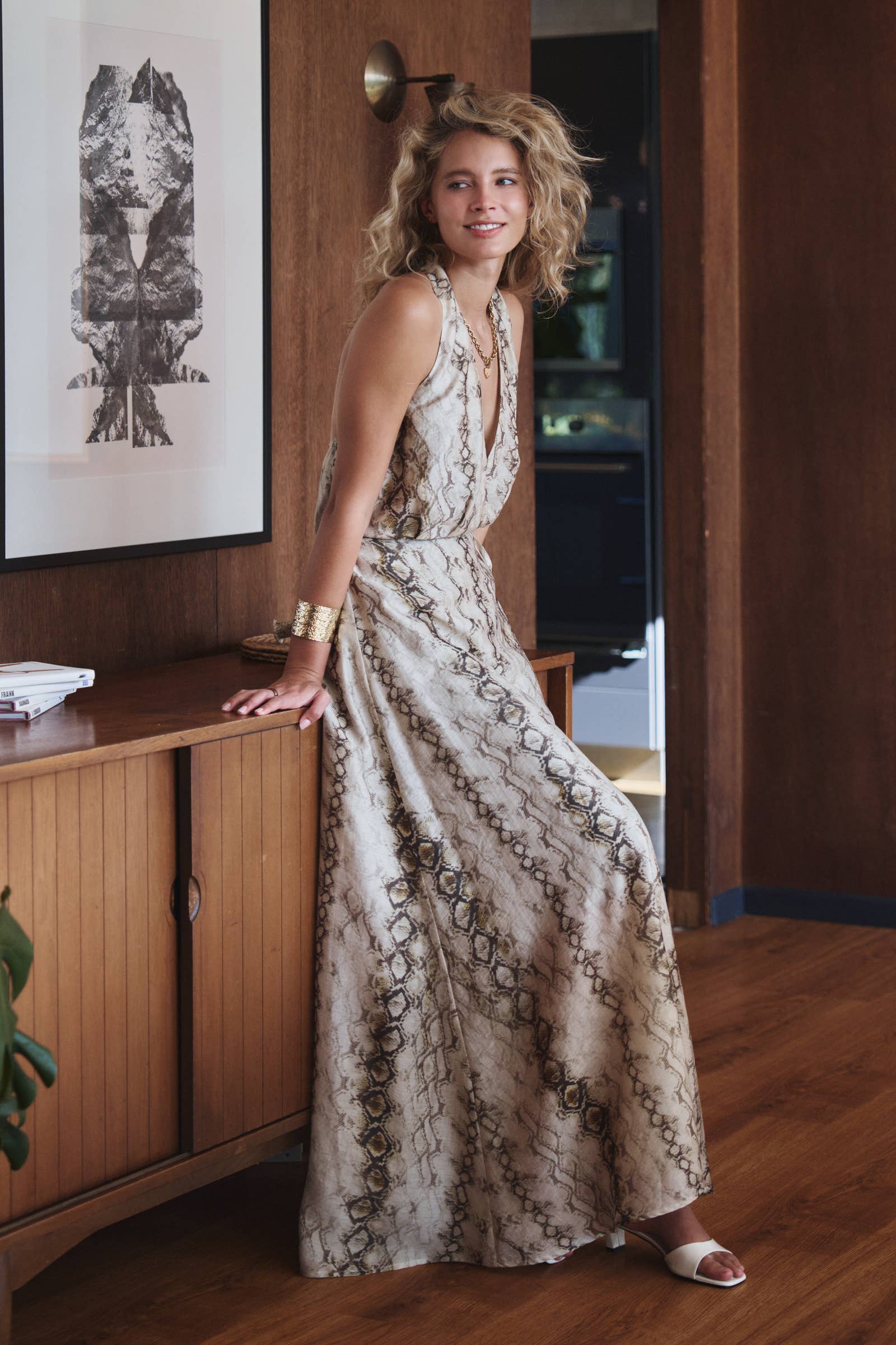 Urban Daizy Snake Print Tencel Linen Halter Maxi Dress Multi Dress - Women's (UDZ-DR-00523) – alternate view 2