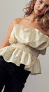 Urban Daizy Strapless Ruffle Smocked Waist Silky Peplum Top Black Blouse - Women's (UDZ-TP-00566) – alternate view 18