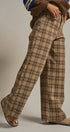 Checker Plaid Wide Leg Pants Y2K Vintage Western for Women in BROWN - Women's Casual Pants | Urban Daizy