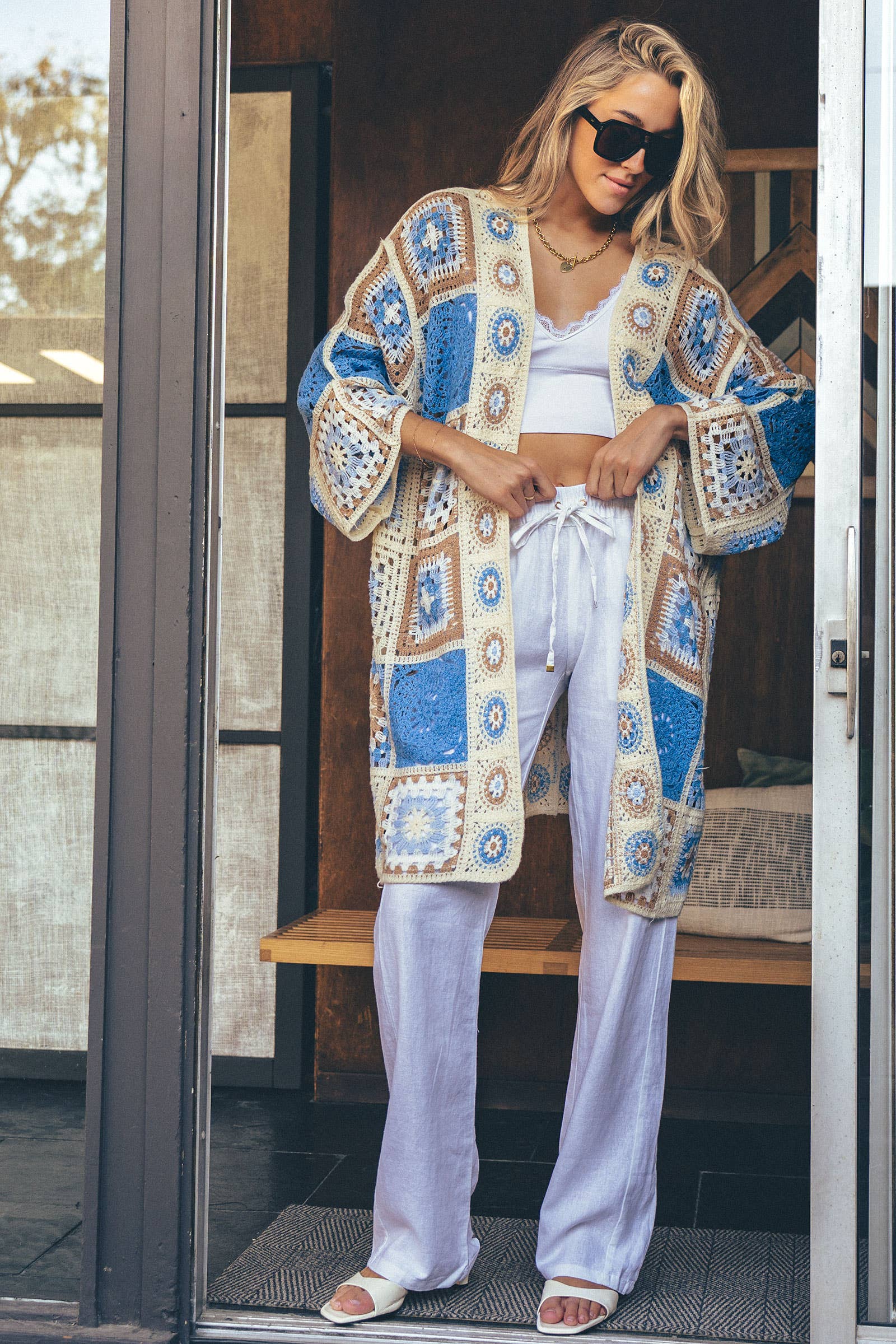 Granny Square Crochet Patchwork Duster Cardigan