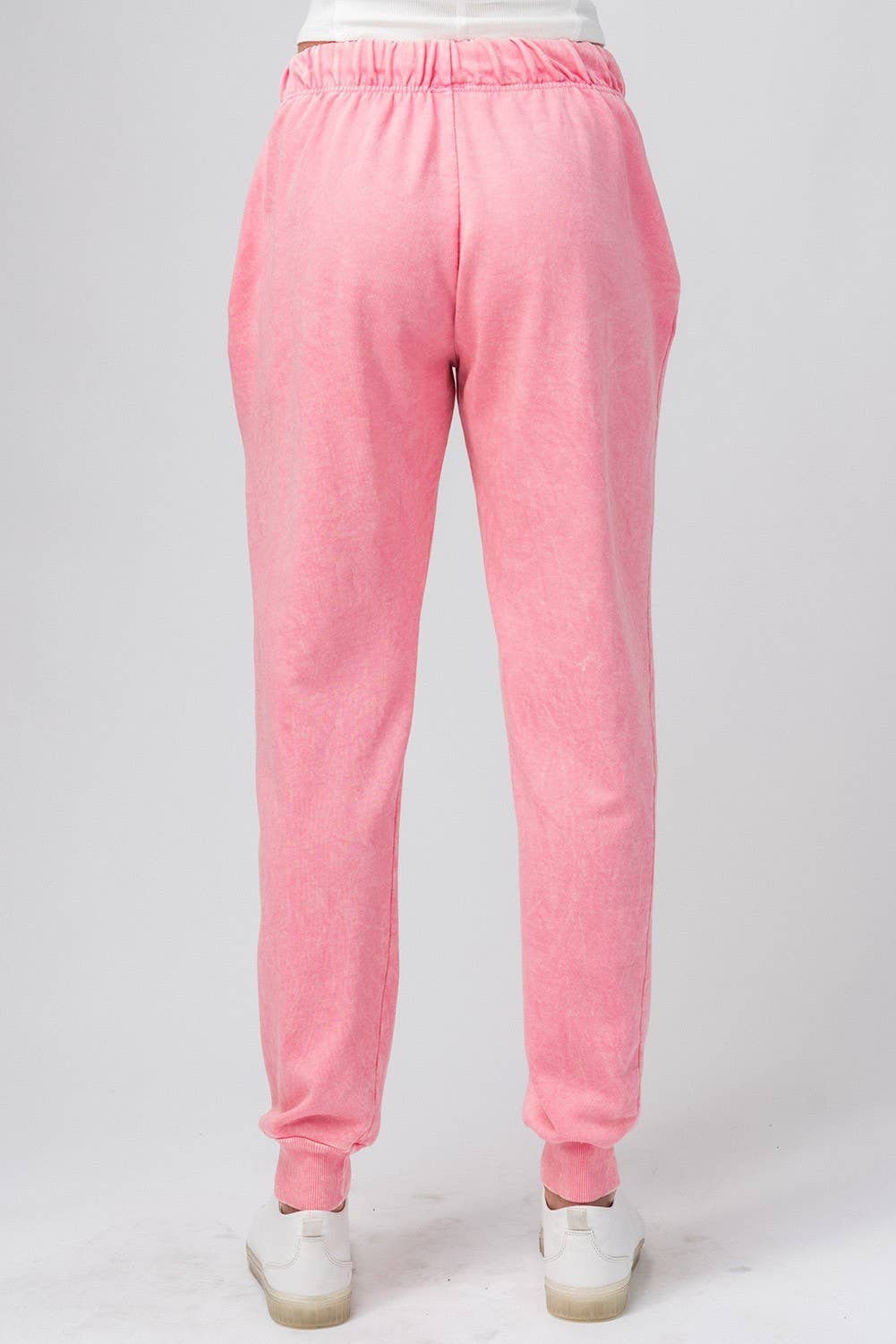 Urban Daizy Mineral Wash Cotton Blend Jogger Sweatpants BUBBLEGUM PINK Lounge Sweatpants/Joggers - Women's (TNPT0005-BUBBLEGUM PINK) – alternate view
