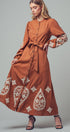 Urban Daizy Paisley Embroidered Belted Maxi Dress Camel Dress - Women's (UDZ-DR-00509) – alternate view 11