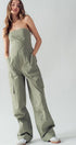 Urban Daizy Strapless Wide Leg Cargo Pocket Artisanal Jumpsuit Moss Jumpsuit - Women's (UDZ-JR-00002) – alternate view 4