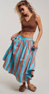 Urban Daizy Retro Chevron Stripe Elastic Waist Maxi Skirt Blue-Brown Skirt - Women's (UDSK0106-Blue-Brown) – alternate view 7