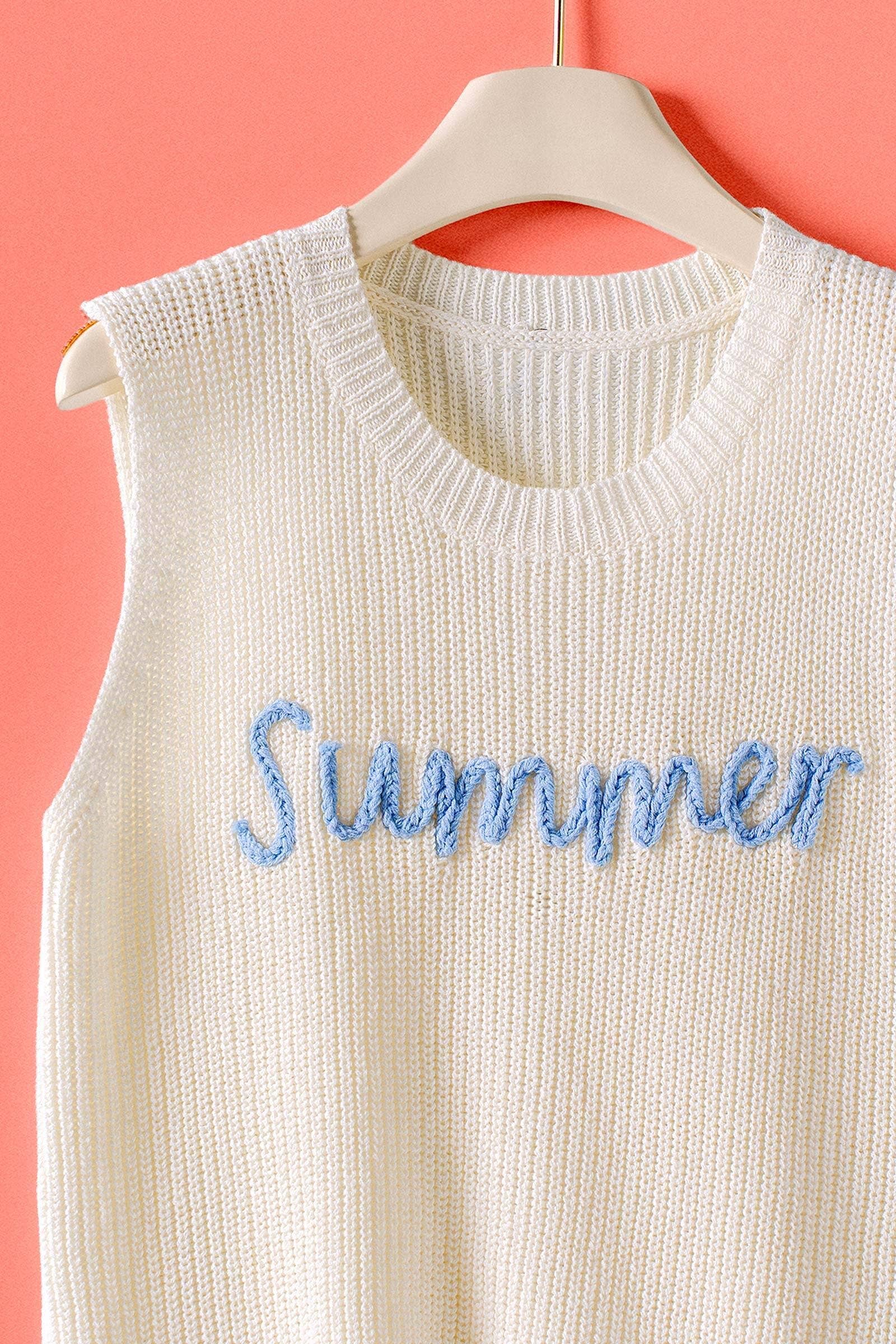 Urban Daizy "Summer" Script Embroidered Knit Tank Top Coral Tank Top - Women's (UDZ-TP-01064) – alternate view 4