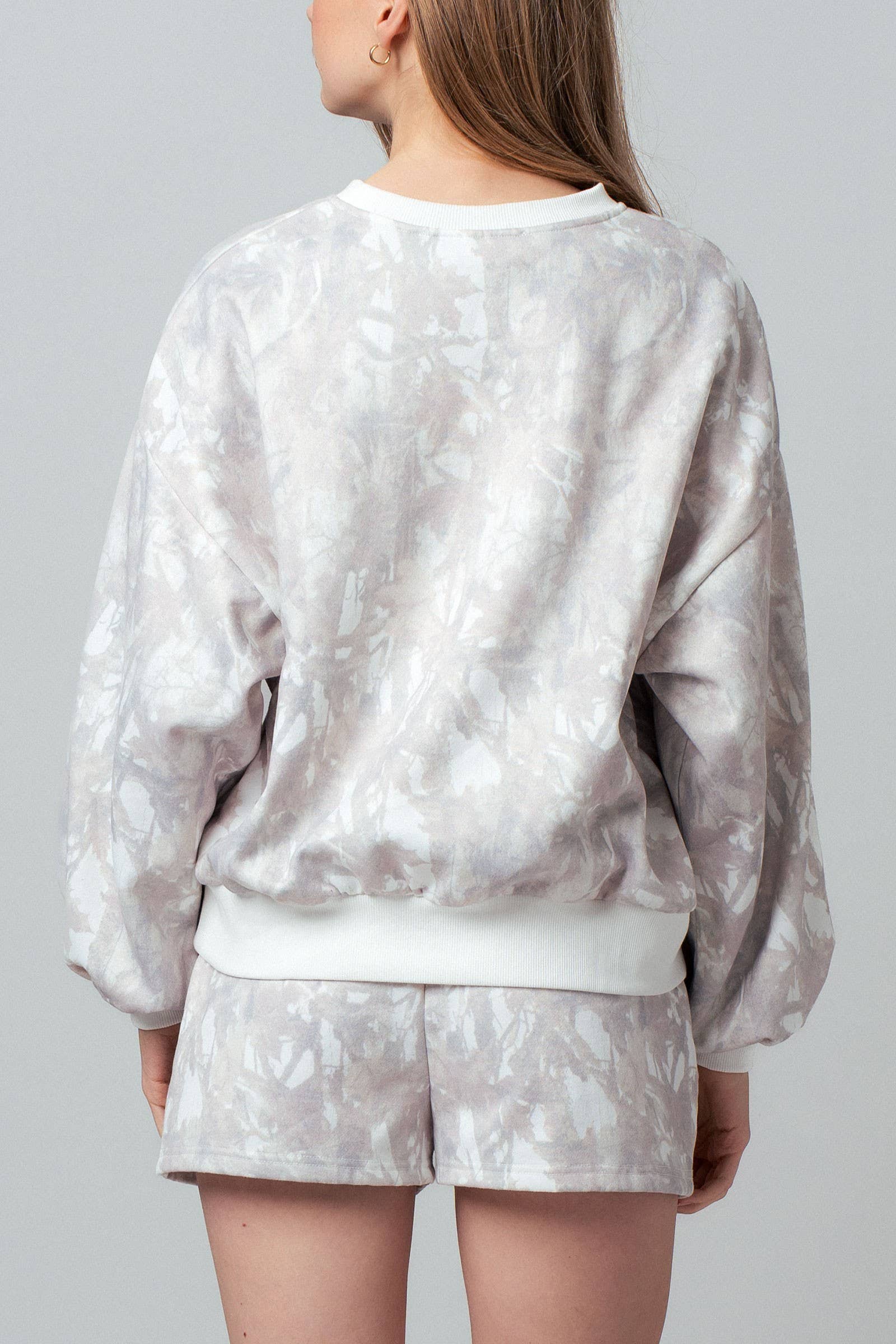 Relaxed Leaf Print Lounge Sweatshirt Set