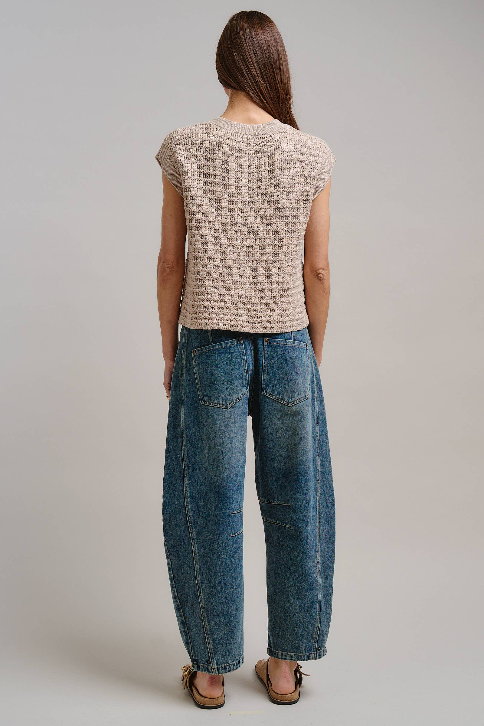 Textured Knit Button-Front Vest