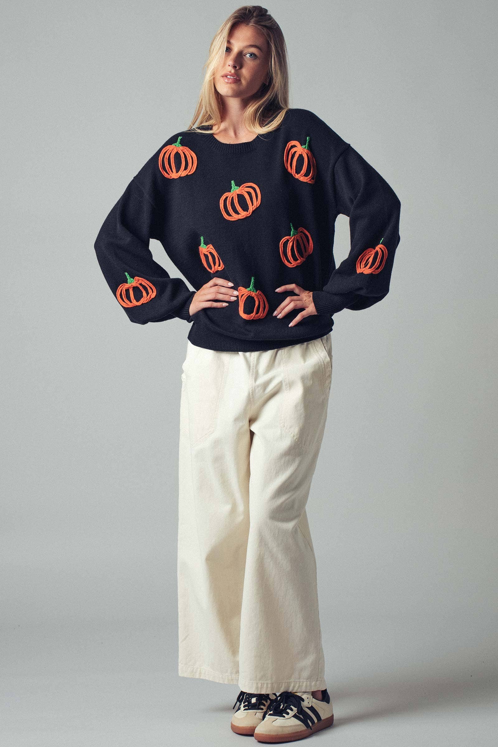 Urban Daizy Pumpkin Patch Balloon Sleeve Sweater Rust Knit Sweater - Women's (UDZ-TP-00814) – alternate view 19