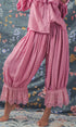 Boho Lace Trim Summer Linen Pants in PINK - Women's Pants | Urban Daizy