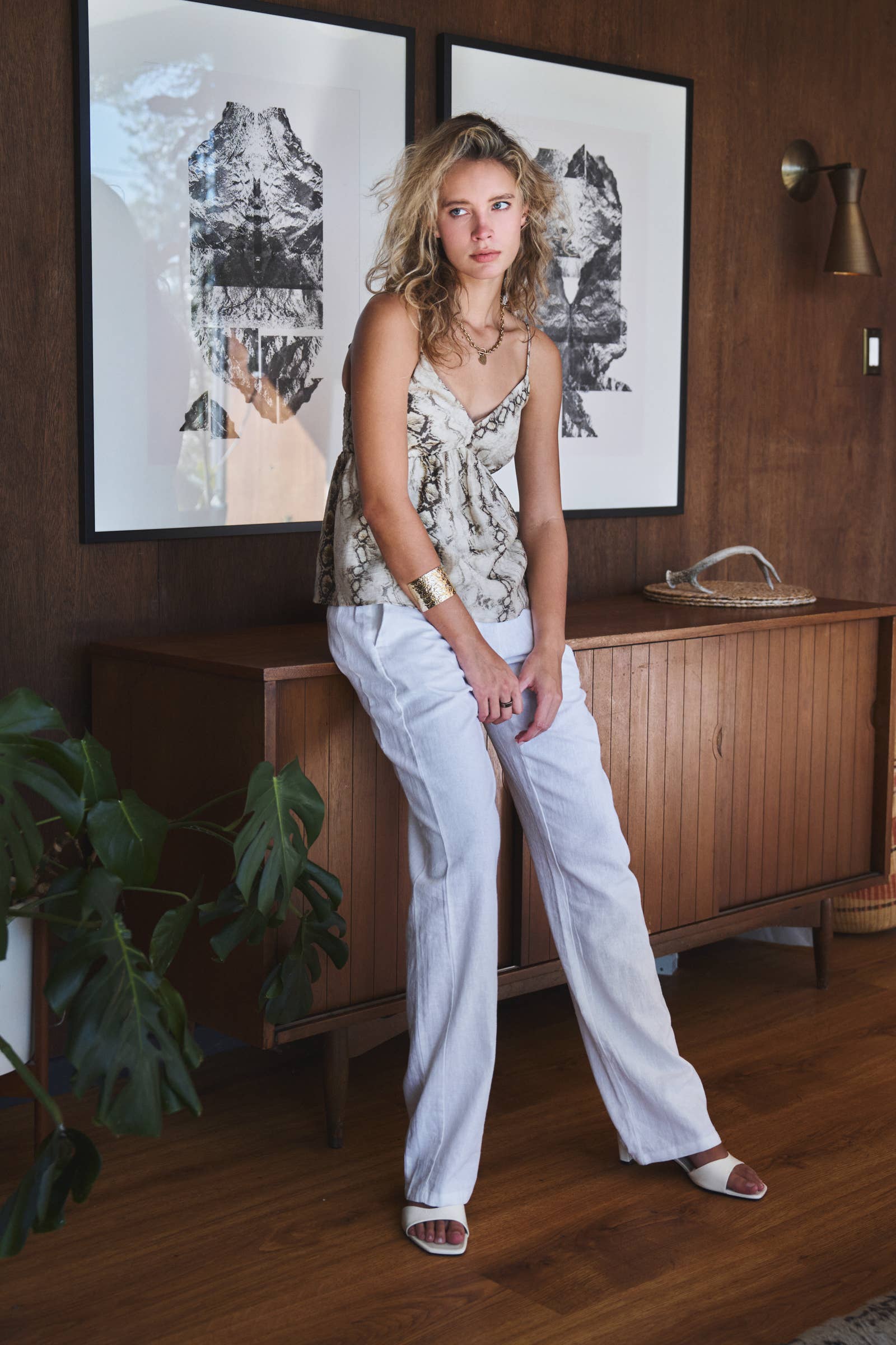 Urban Daizy Snake Print Tencel Linen Babydoll Cami Top Multi Camisole - Women's (UDZ-TP-01050) – alternate view 5