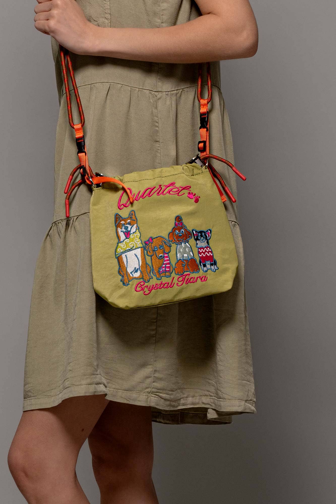 Urban Daizy Embroidered Band Character Drawstring Crossbody Black Crossbody Bag - Women's (UDZ-DR-00388) – alternate view 2