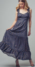 Urban Daizy Metallic Tie-Shoulder Smocked Maxi Dress Navy-Gold Dress - Women's (UDZ-KN-00657) – alternate view 3