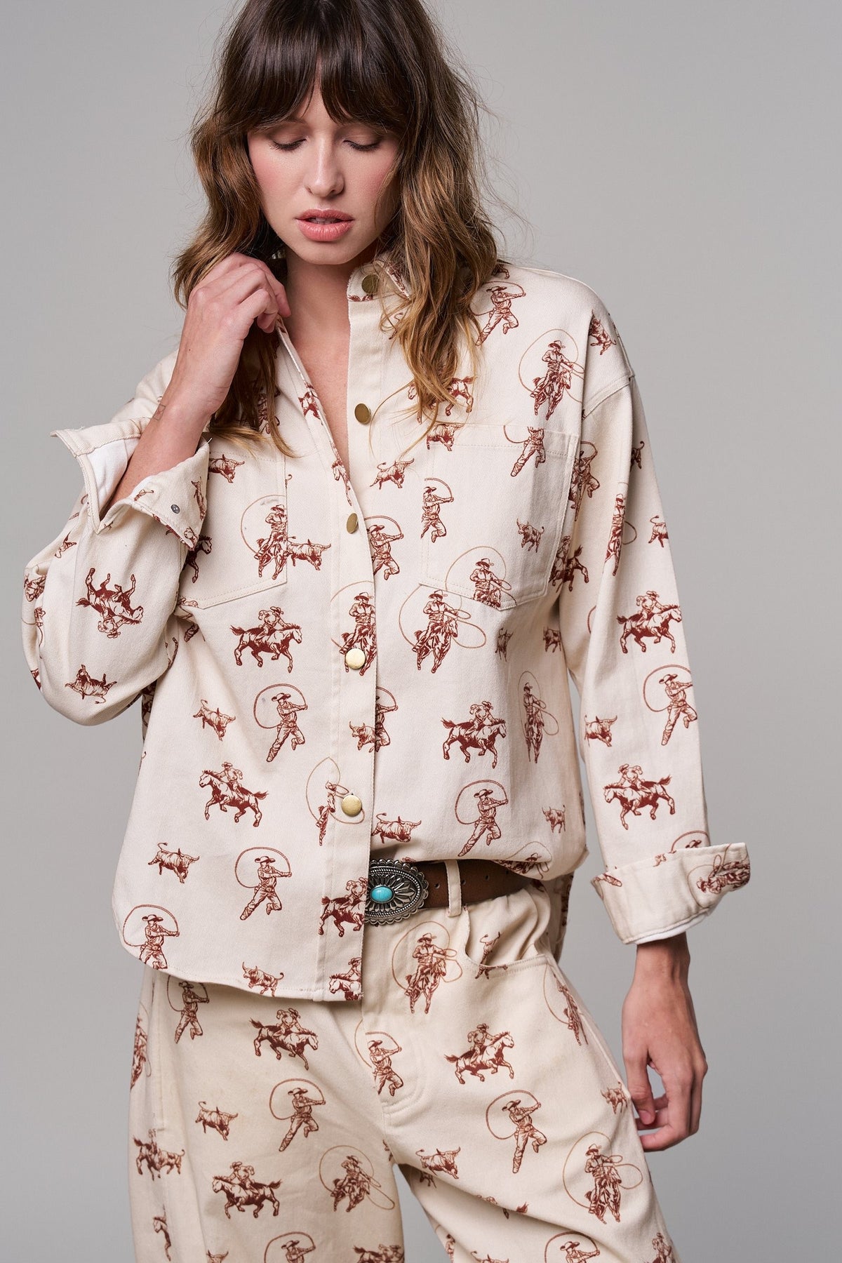 Rodeo Roundup Western Button-Up in IVORY - Women's Shackets | Urban Daizy