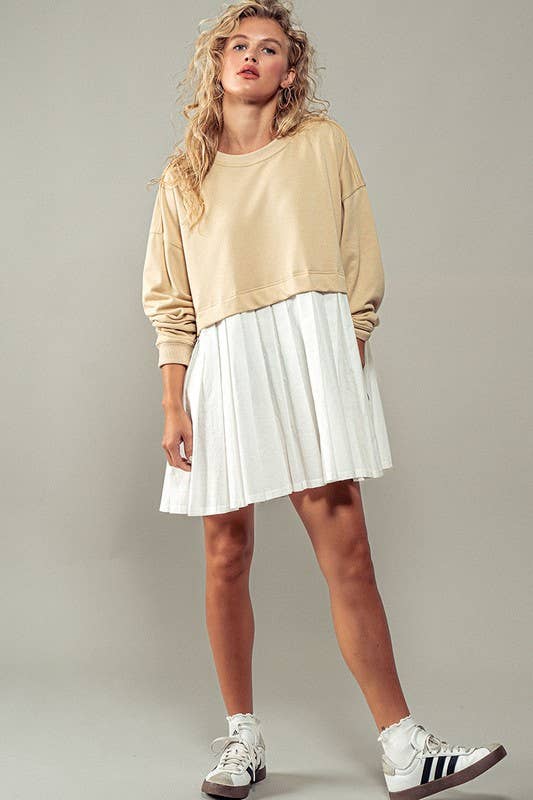 Urban Daizy Pleated Skirt Layered Statement Sweater Dress Rust Dress - Women's (UDZ-DR-00306) – alternate view 12