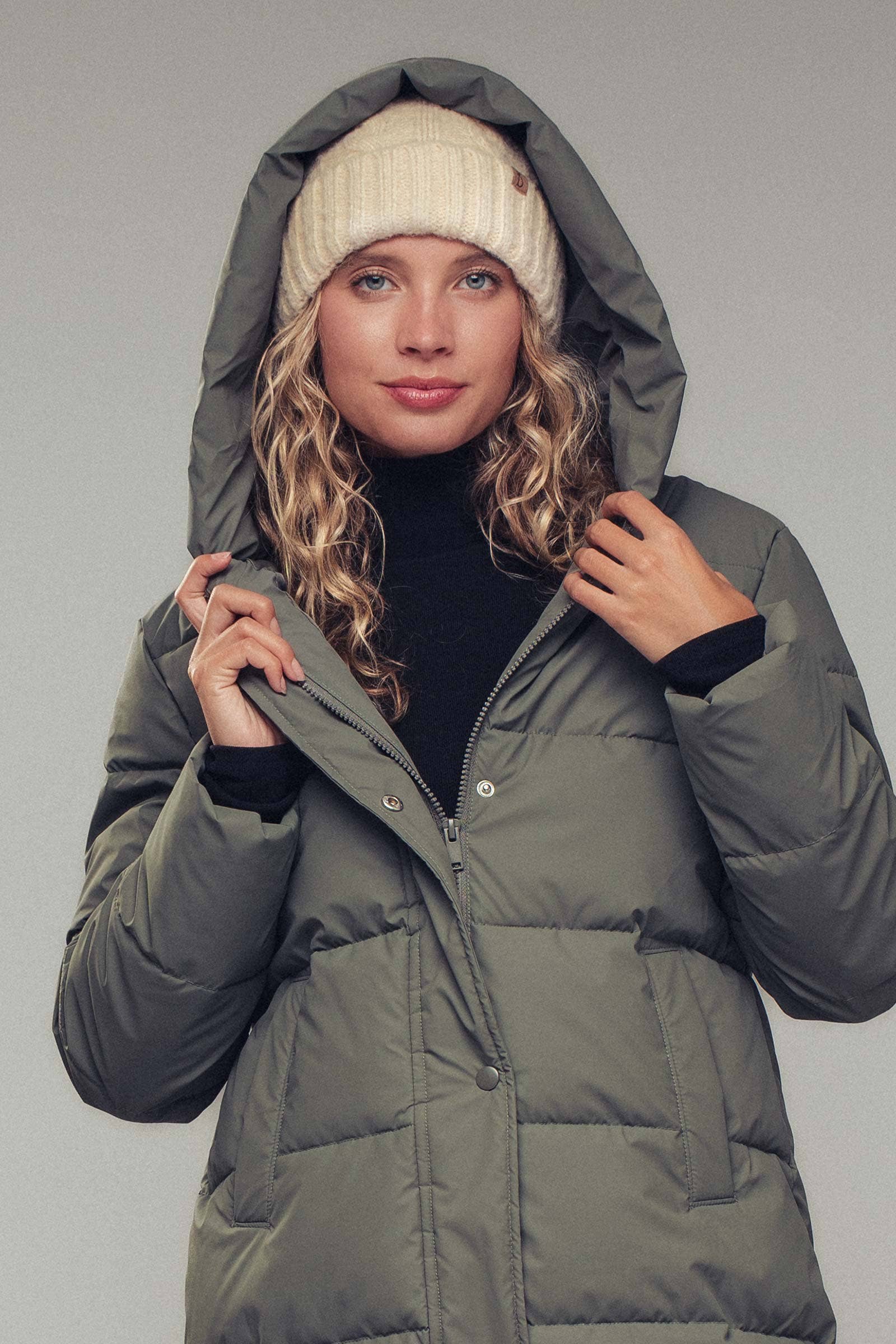 Urban Daizy Hooded Longline Channel-Quilted Puffer Coat Black Puffer Jacket - Women's (UDZ-KN-00657) – alternate view 5