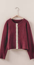 Elegant Wool Blend Cardigan with Lace Trim Detail in BURGUNDY - Women's Cardigans & Shrugs | Urban Daizy