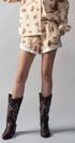 Urban Daizy Western Rodeo Ready Roundup Elastic Waistband Shorts Ivory Shorts - Women's (UDZ-DR-00390) – alternate view 4