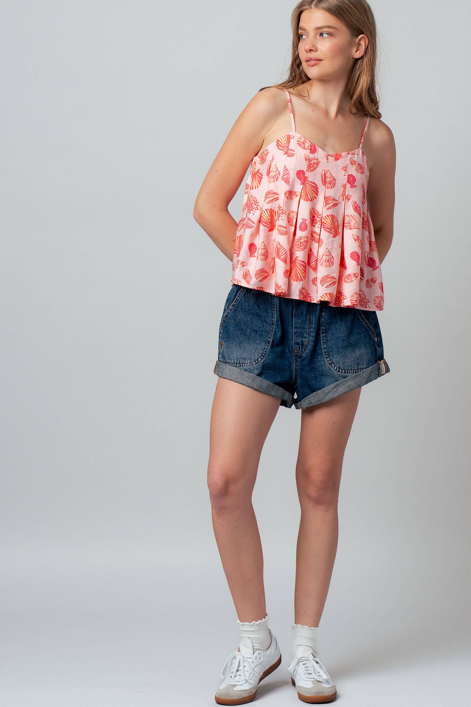 Seashell Print Empire Waist Cami Top