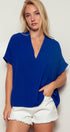 Urban Daizy Oversized V-Neck Folded Short Sleeve Top-GD Gd-Blue Blouse - Women's (UDZ-TP-00270) – alternate view 12