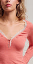 Pretty Little Lace Trim Henley in CORAL - Women's T-Shirts & Polos | Urban Daizy