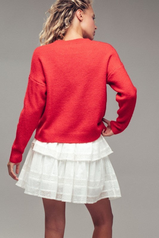 Rudolph Crewneck Knit Sweater in TAUPE	 - Women's Sweaters | Urban Daizy