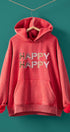 Urban Daizy "HAPPY HAPPY" Vintage Washed Hoodie Red Hoodie - Women's (UDZ-KN-00891)