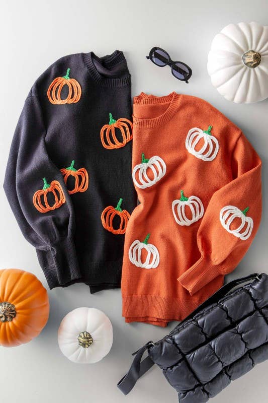 Urban Daizy Pumpkin Patch Balloon Sleeve Sweater Rust Knit Sweater - Women's (UDZ-TP-00814) – alternate view 12