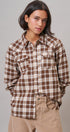 Buffalo Plaid Cropped Flannel Button Down Shirt