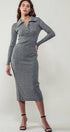 Urban Daizy Ribbed Collared Button Front Midi Sweater Dress H-Grey Dress - Women's (UDZ-DR-00328) – alternate view 10