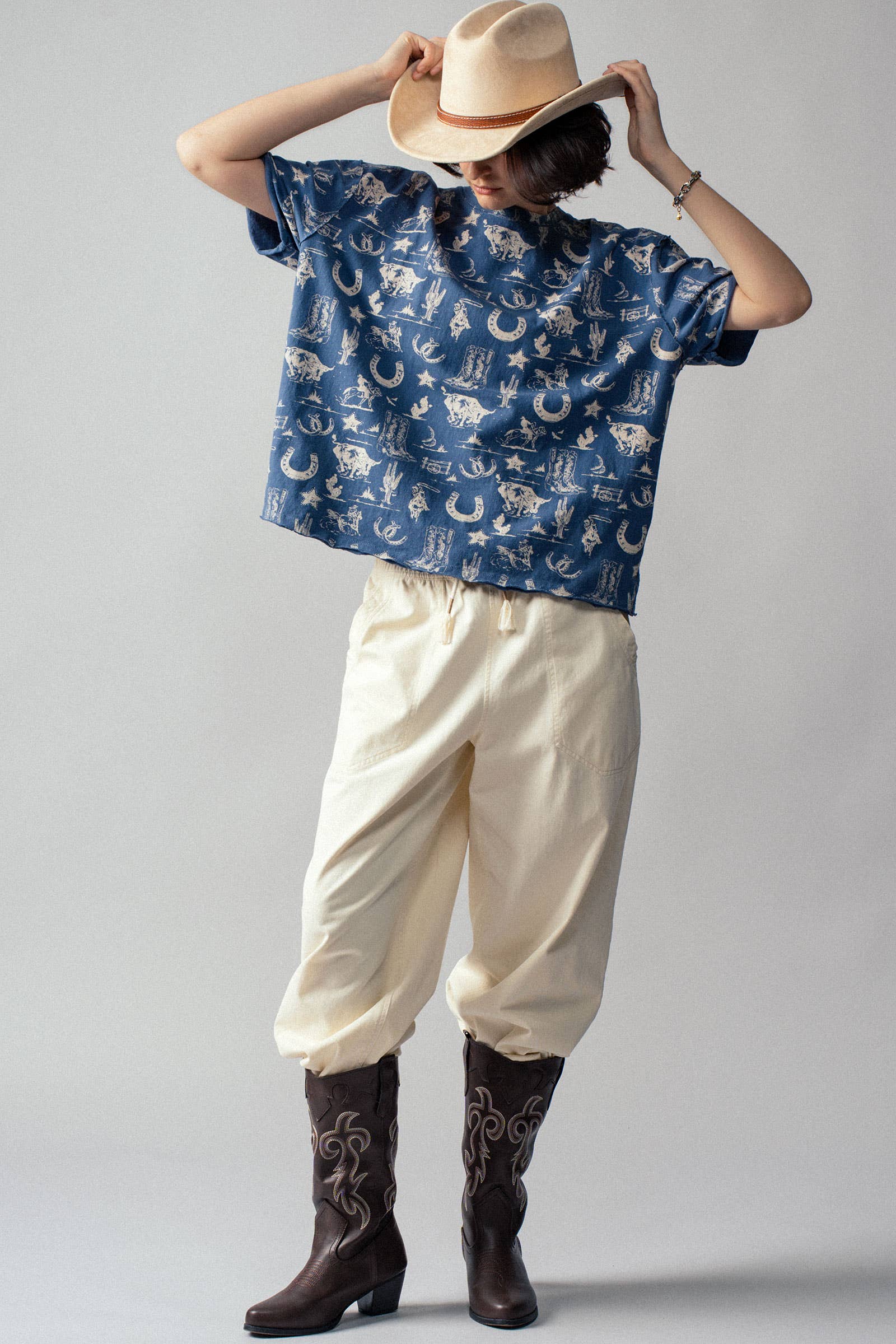 Urban Daizy Western Graphic Print Relaxed Fit Tee Blue T-Shirt - Women's (UDZ-DR-00390) – alternate view 10