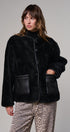 Cozy Boxy Shearling Jacket with Suede Pockets in BLACK - Women's Jackets & Blazers | Urban Daizy
