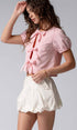 Urban Daizy Gingham Triple Bow Puff Sleeve Crop Top Pink Blouse - Women's (UDZ-TP-01033) – alternate view 9