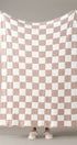 Urban Daizy Modern Checkered Plush Throw Blanket Beige Throw Blanket (UDZ-AC-00127)