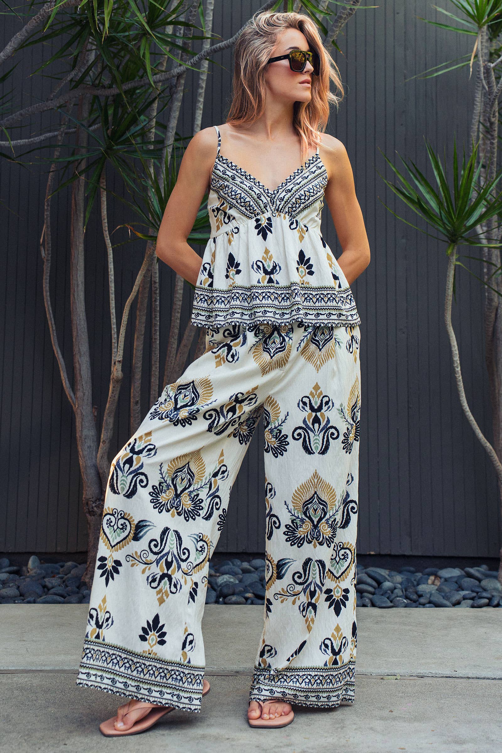 Urban Daizy Boho Paisley Print Smocked Peplum Cami Top Black Tank Top - Women's (UDZ-TP-01061) – alternate view 7