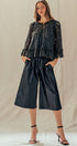 Urban Daizy Black Faux Leather Wide Leg Culotte Pants Black Pants - Women's (UDZ-PT-00490) – alternate view 6